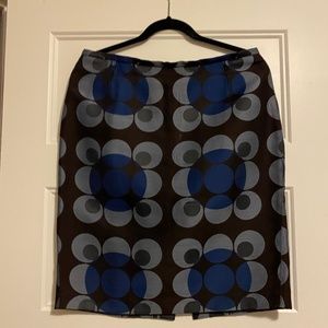 Caroline Biss skirt,  Blue/Brown/ Grey Geometric design